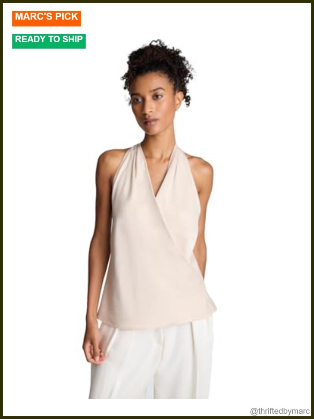 Satin Crossover Halter Top Sleeveless Business Casual